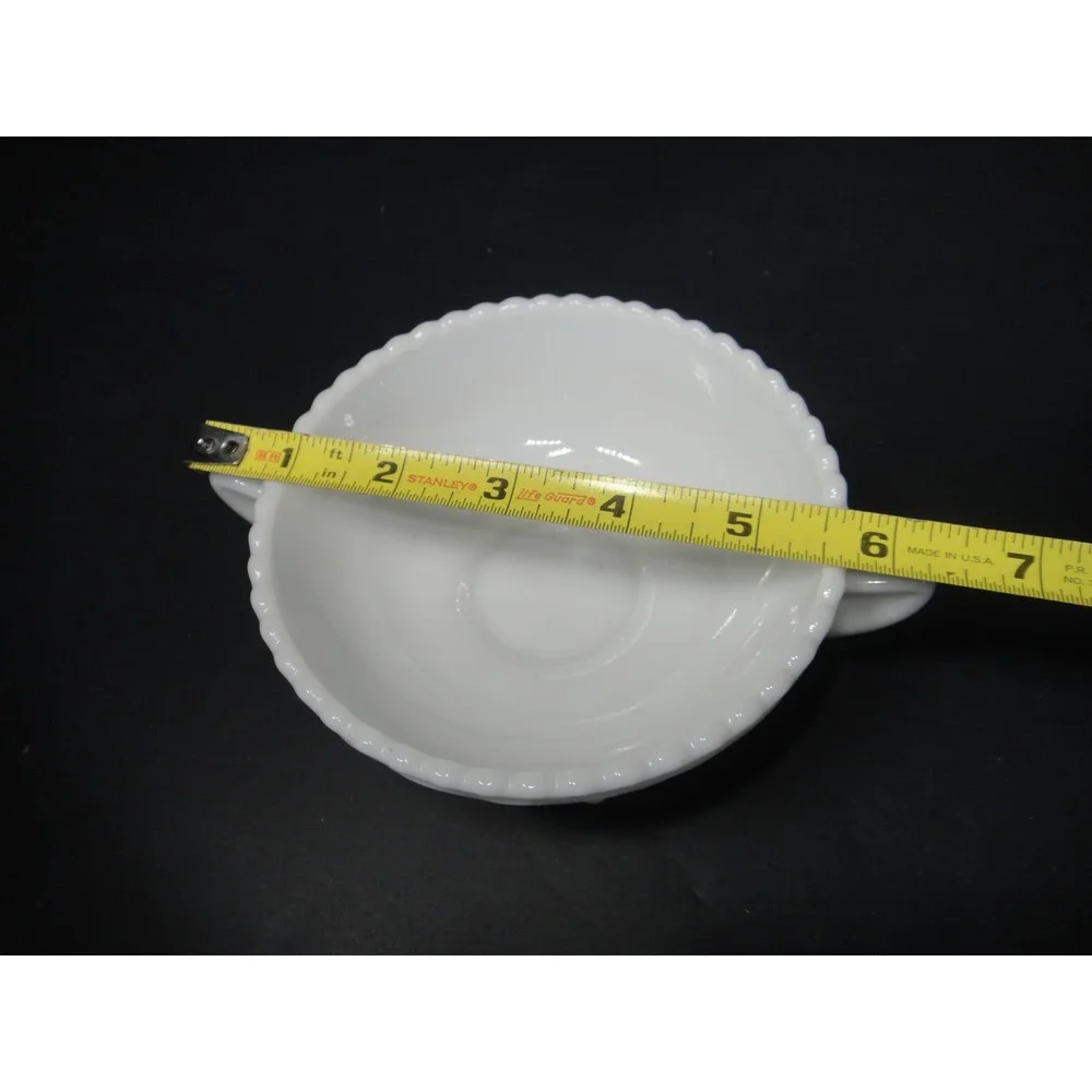 VTG Imperial Glass Double Handle Milk Glass Vintage Grape Embossed Bowl Cup EUC